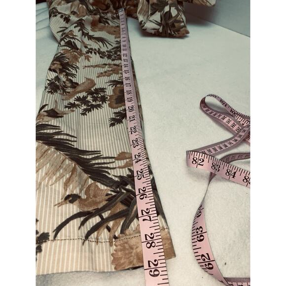 25P Chino by Anthropologie Tropical Bird Pants Dress Stripe Tan Relaxed Stretch - Picture 9 of 16
